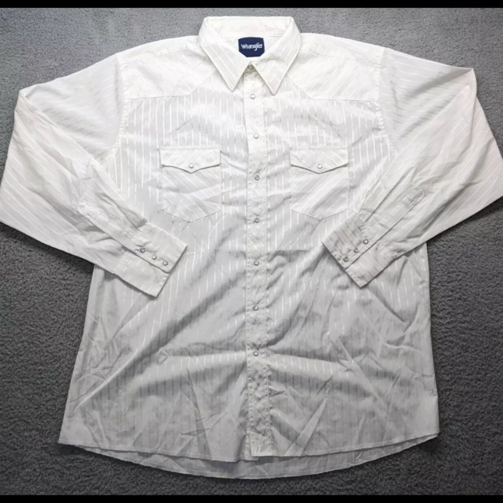 Wrangler Western Pearl Snap Long Sleeve Shirt White Mens -Size 2XLT-